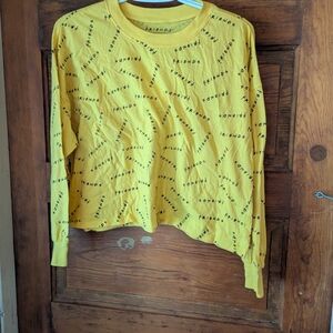 FRIENDS Yellow Crop Asymmetrical Sweatshirt